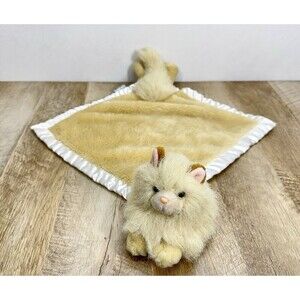14" Lori Turner My Banky Lynn Kitty Cat Baby Lovey Plush Blanket Satin Trim Tan